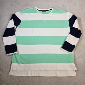 Natural Reflections Sweatshirt Womens Extra Large Blue Green Stripes Nautical - Picture 1 of 16