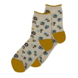 Millie Mae Womens Pansy Floral Cream / Ochre Socks (3 FOR 2) - Picture 1 of 1