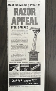 Schick Injector Razor Bridgeport Conn. Blades Appeal Vintage print Ad 1945 - Picture 1 of 1