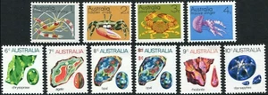 Juego de 10 piedras preciosas y vida marina de Australia 1973 como nuevo nunca bisagras, limpio - Imagen 1 de 1