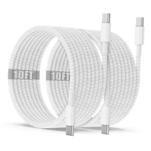 USB C to C Charging Cable 10ft, 60W Fast Type C to C Charger 2Pack_10 foot Grey - Picture 1 of 8