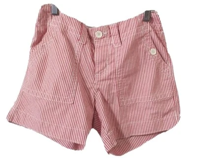 Pantalones Cortos Glory Desteñidos Para Mujer 4 Bolsillos con Cremallera Rojo Blanco Rayas Elastizados Foto 1 de 4