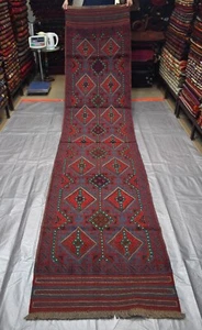Handmade Afghan Mushvani Persian Runner Rug 2x11 Vintage Oriental Hallway Carpet - Picture 1 of 13