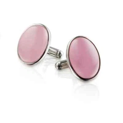 玫瑰石英宝石 925 纯银袖扣生日礼物送给男朋友 — 第 1/3 张图片