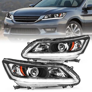 For 2013-2015 Honda Accord Sedan w/ LED DRL Projector Halogen Headlights Pair - Picture 1 of 6