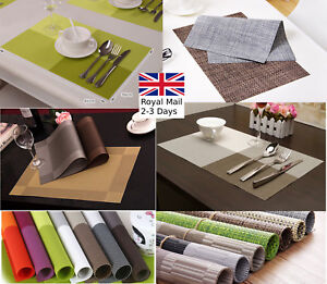 2/4pcs set Dining Table Place Mats PVC Placemats Pad Weave Woven Effect Modern