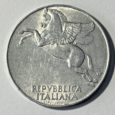 1949 Italy 10 Lire Coin Pegasus Flying Horse Mythology Wildlife - Image 1 of 3
