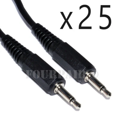 25 Pack Lot - 25ft 3.5mm Male M/M Mono Audio Cable Cord 1/8" TS Plug Microphone - Image 1 of 2