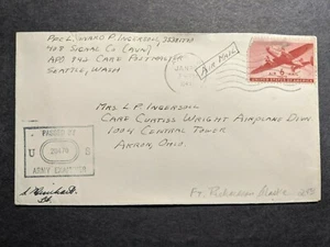 APO 942 ANCHORAGE, ALASKA 1943 Censored WWII Army Cover 408 Signal Co (AVN) - Picture 1 of 2