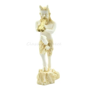 Statue Ancient Greek Mythology God Pan Alabaster 7" -18cm Patina Faun Satyr - Picture 1 of 10