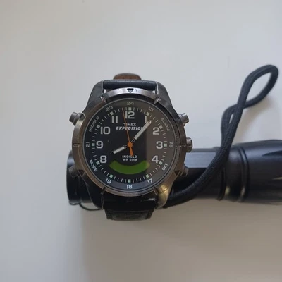 Timex Expedition Ana-Digi Indiglo WR50m Watch Leather Strap Mens - Image 1 of 4