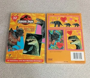 1992 Jurassic Park 32 Cleo Valentines Cards & Envelopes 1 Package New Sealed - Picture 1 of 10