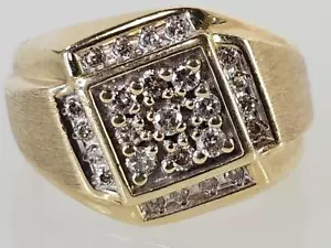 10K Yellow Gold 1/3 CTTW Round Chocolate Diamond Ring Sz 11 (AM1067802) - Picture 1 of 8