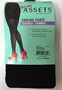 Vintage -Spanx Love your Assets Textured Shimmer Shaping Tights Very Black Sz 1 