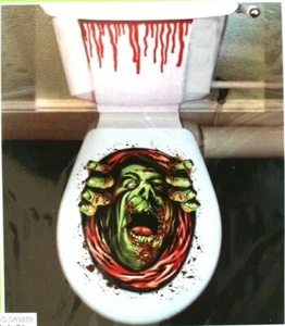 Haunted House Blood Monster-ZOMBIE GHOUL TOILET COVER-Halloween Party Decoration - Picture 1 of 5