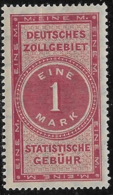 Alemania 1900-20 República de Weimar Custom-TARIFA ESTADÍSTICA 1 MK Ingresos 🔥 MvLH OG Foto 1 de 2