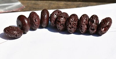 10 pcs Brown Lava Stone rondelle loose beads 16mm jewellery making bracelet bead - Image 1 of 4
