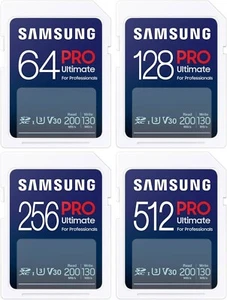 Samsung SDXC Pro Ultimate Flash Memory Card 64GB 128GB 256GB 512GB - Zdjęcie 1 z 9