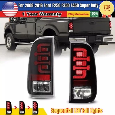 LED Tail Lights For 2008-2016 Ford F250 F350 F450 Super Duty Sequential Lamps Foto 1 de 4