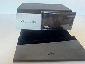 AUTHENTIC DIOR MEDIUM BLACK HARD SUNGLASSES CASE WITH CLOTH & CARDS $35 NEW #20 - Picture 1 of 4