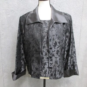 JS Collections Jacket & Shirt Women16 Black Jacquard Beaded Elegant Eveningwear - Picture 1 of 20