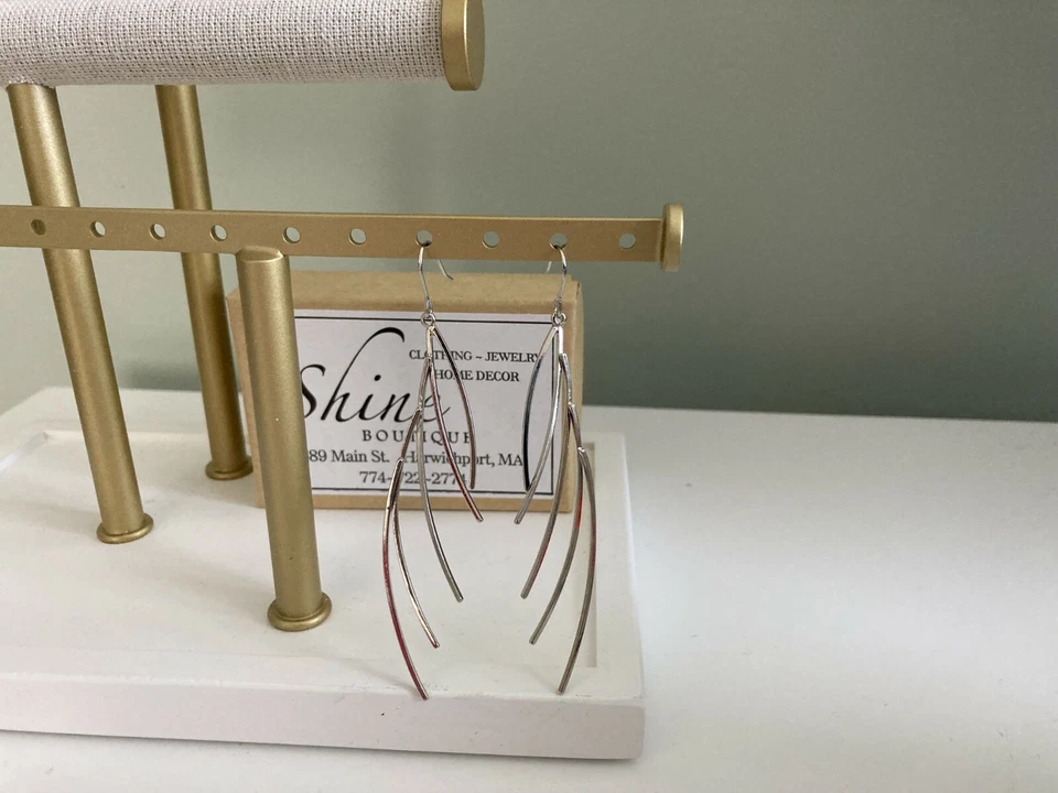 Pendientes "Pluma" de plata chapada en plata SHINE, NUEVOS EN CAJA Foto 1 de 1