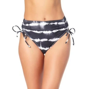 California Waves Swimwear Tie-Dyed High-Waist Bikini Bottoms Black Size Large - Picture 1 of 2