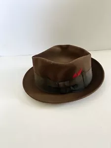 Vintage 1960s Wool Champ Felt Kasmir Fedora Hat Feather Bow - Picture 1 of 8