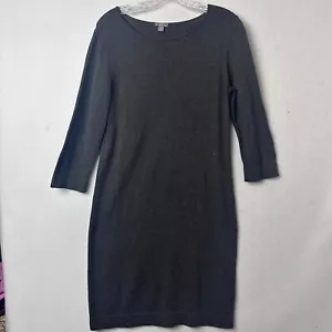 J Jill dress sz S Gray Knit Sweater 3/4 Sleeve Silk Cotton speckled tweed - Picture 1 of 5