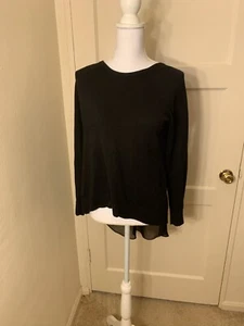 Karen Millen Women Tunic Sweater Sz 2 Black Long Sleeve Hi- Low Lace/sheer Back - Picture 1 of 7