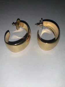 Vintage signierte MONET klobige breite goldene volle Creolen Huggie Ohrringe - Bild 1 von 5