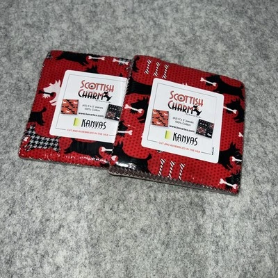 Paquetes de 2 dijes Scottish Dogs Kanvas Studio 5" dijes cuadrados tela, cada uno 42 piezas Foto 1 de 4