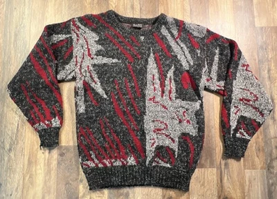 Suéter New Era Vintage Años 90 Mediano Años 80 Texturizado Suelto Rojo Negro Hecho en EE. UU. Cosby. Foto 1 de 4