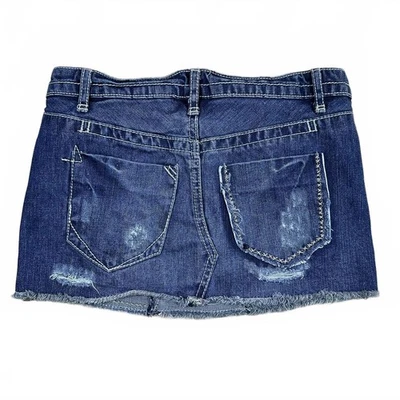 Falda Azul Asfalto Mini Denim Distressing Talla 1 Y2K Foto 1 de 3