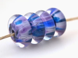 4 EXOTIC ISLE Disks - Lampwork Glass Discs Bead Set - taneres sra 13 mm - Picture 1 of 2