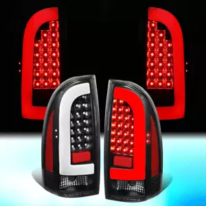 FOR 2005-2015 TOYOTA TACOMA PAIR 3D LED STRIP TAIL LIGHT REAR BRAKE LAMPS BLACK - Picture 1 of 10