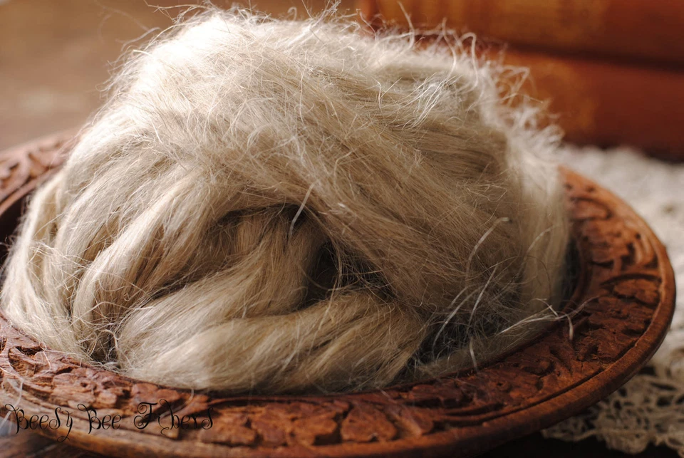 LINEN FLAX Unbleched Combed Top Felting Spinning Cellulose Vegan Plant Fiber 4oz - Image 1 of 4