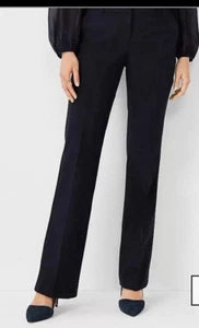 Ann Taylor Trouser Seasonless Wool Pants Stretch Black Classic Fit Size 2 Tall - Picture 1 of 8