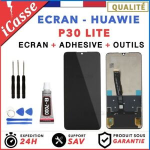 ECRAN LCD + VITRE TACTILE pour HUAWEI P30 LITE NOIR + OUTILS + COLLE