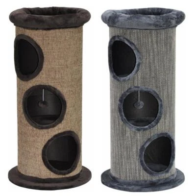 NANOOK Kratztonne 100cm Katzentonne XL Kratzbaum Kratzturm Katzenbaum Simba grau braun