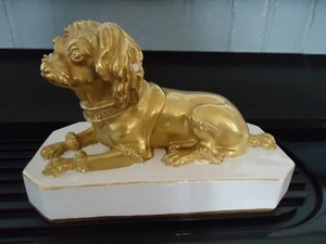Vintage Staffordshire Mottahedeh Italy Gold Finish Dog Used - Picture 1 of 6