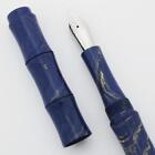Ranga Ebonite Slim Bamboo Fountain Pen - Blue White, JoWo # 6 Nib, C/C (New)
