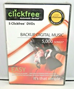 Clickfree Automatic Music File Backup DVDs - 5,000 Songs No Installation SEALED - Afbeelding 1 van 4