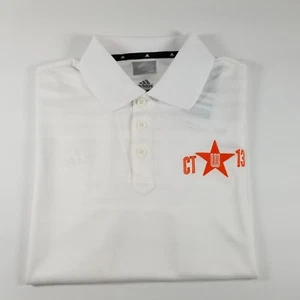 Adidas Mens Performance Golf Polo White M Hi-Lo Custom Logo CT 13 Orange Star W - Picture 1 of 10