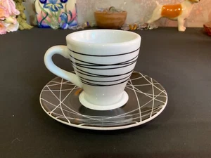 Bodum Black and white Geometric “Paula” espresso cup & saucer coffee cup - Picture 1 of 6