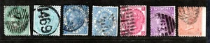 UK GB 1855-1867 LOT OF 7 HIGH VALUE QUEENS 4 ARE SHILLING VALUES - Picture 1 of 2