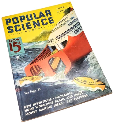 Popular Science June 1935 Illustrated Magazine Trains Planes Carnival Wittmack - Image 1 of 4