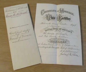 Certificado ORIGINAL DE MATRIMONIO/DIVORCIO DEL CONDADO DE TULARE 1883-1888 ~ ¡Un hombre, dos mujeres! - Imagen 1 de 15