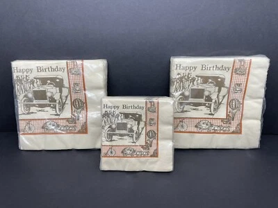 Vintage Contempo Happy Birthday Facial Tissue Luncheon Napkins Set Cool Design - Image 1 of 4