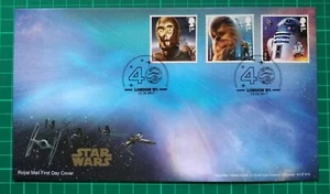 2017 Star Wars C-3PO Chewbacca & R2-D2 on Royal Mail 2015 FDC 40 LONDON W1 pmk - Picture 1 of 1